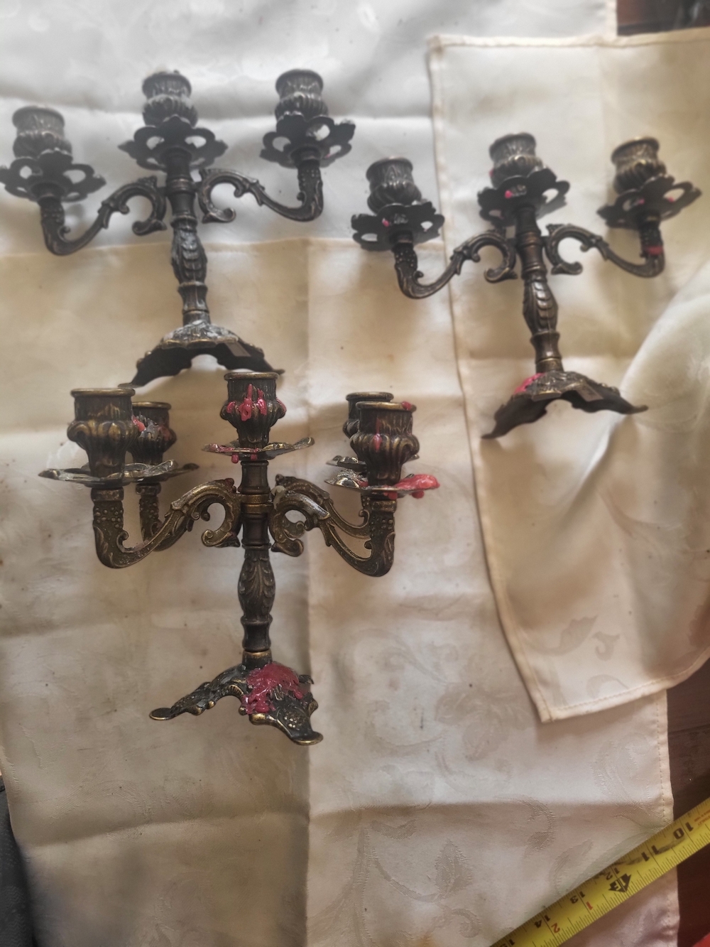 Vintage candelabra candle holders/ 5 arm and two 3 arm candelabras made in Italy